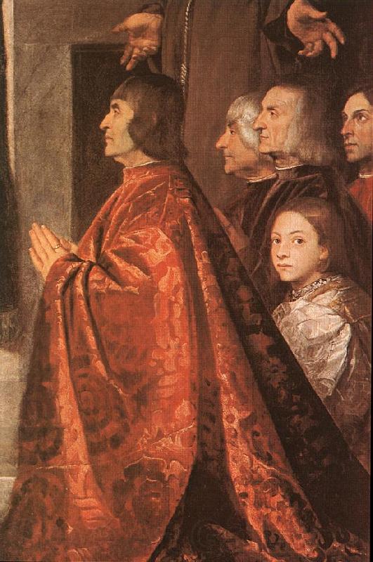 TIZIANO Vecellio Madonna with Saints and Members of the Pesaro Family (detail) wt